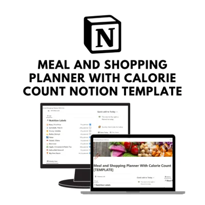 Meal and Shopping Planner With Calorie Count Notion Template