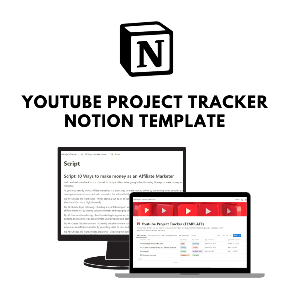 Youtube Project Tracker Notion Template